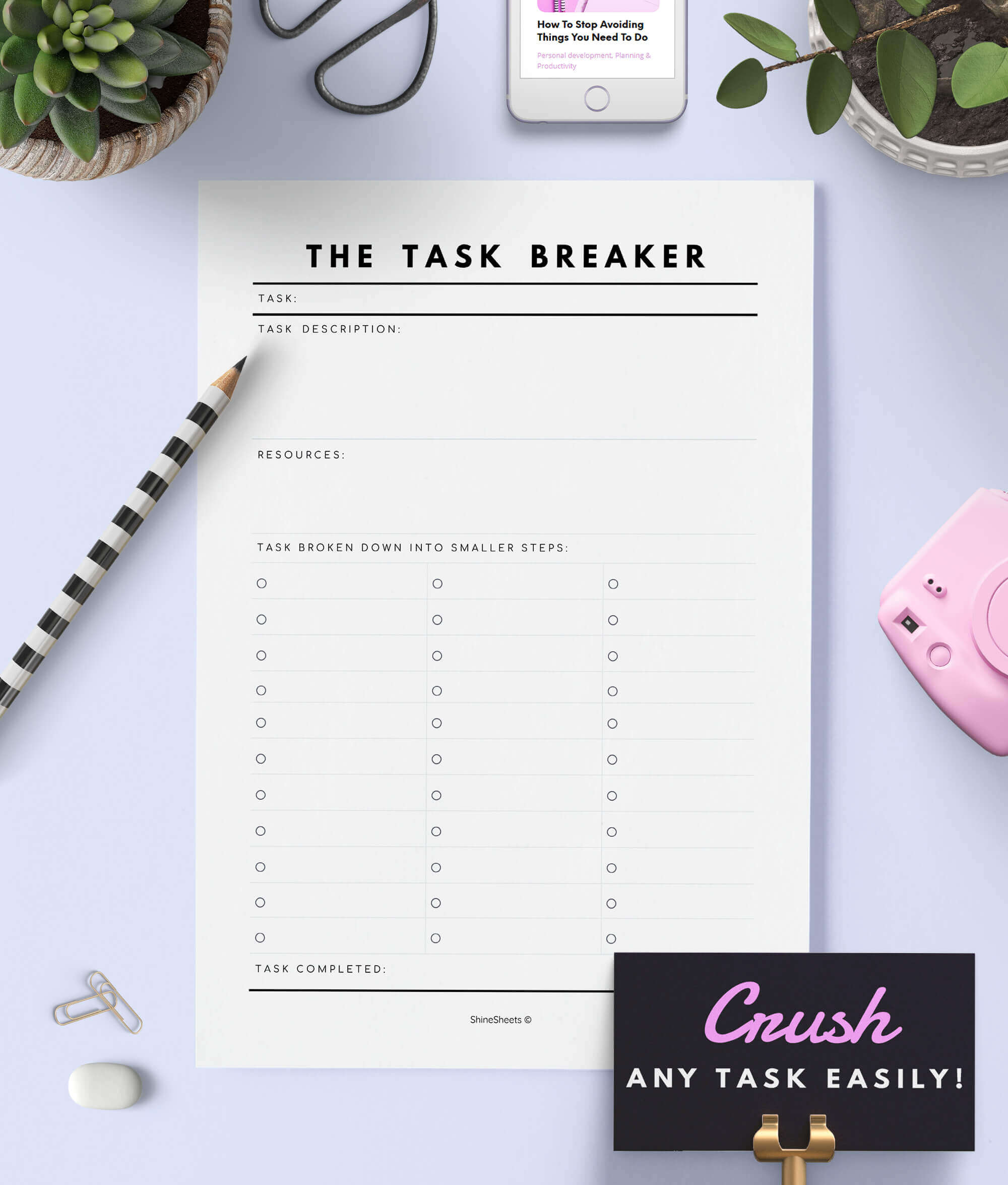 Project Planner Printable Kit (7 Pages) ShineSheets