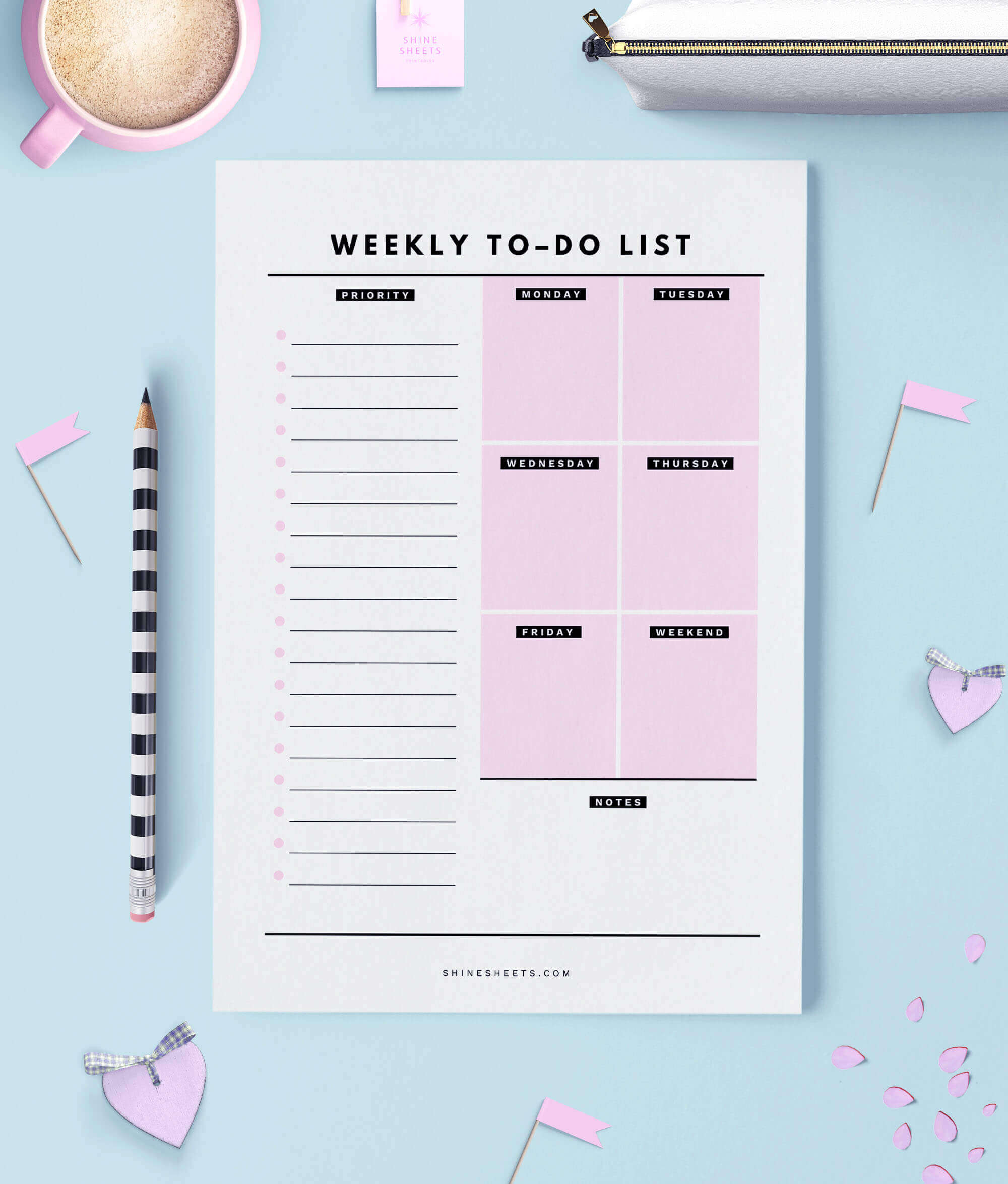 Weekly ToDo List Printable ShineSheets