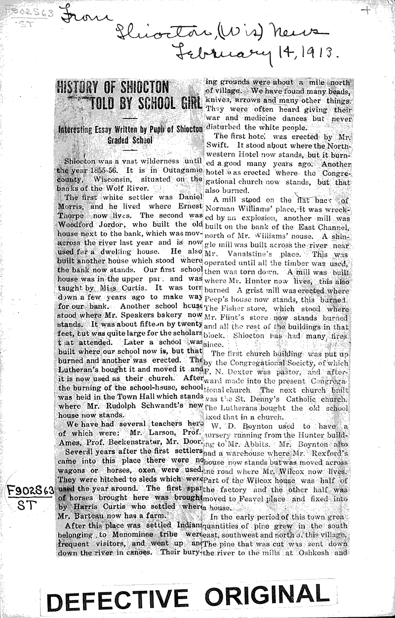 History Village of Shiocton