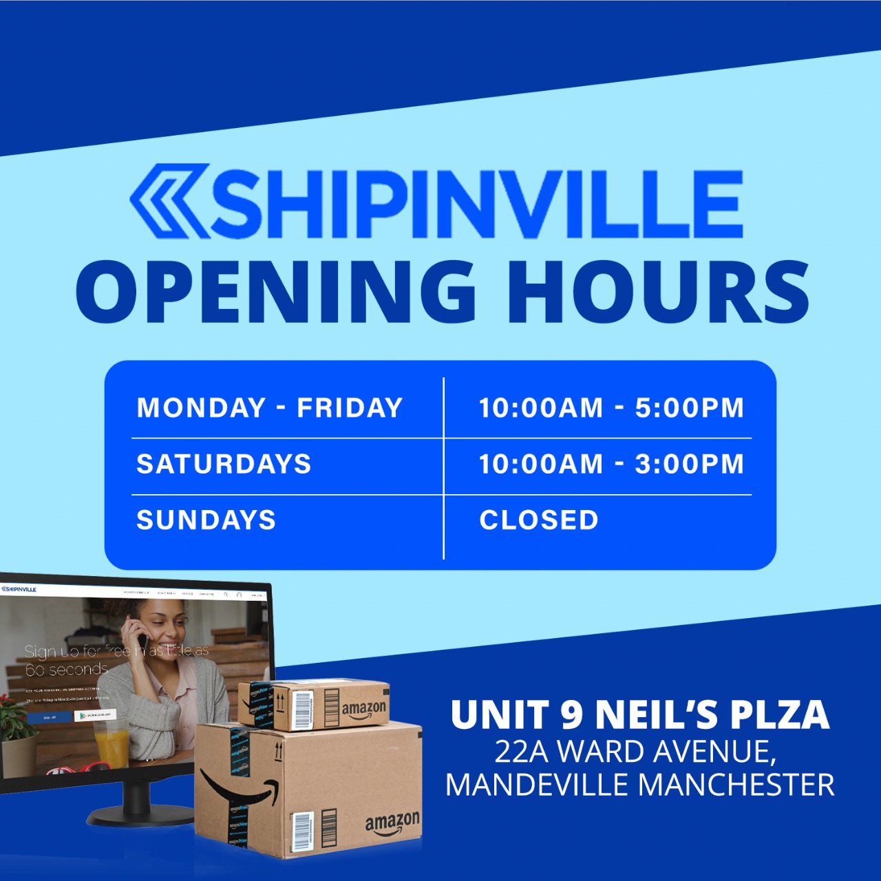 SHIPINVILLE™ SHIPPING SERVICES IN MANDEVILLE JAMAICA US TO JAMAICA