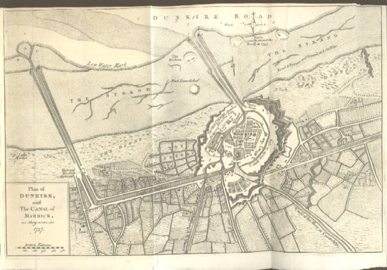 1763 Map of Plan of Dunkirk and the Canal of Mardick