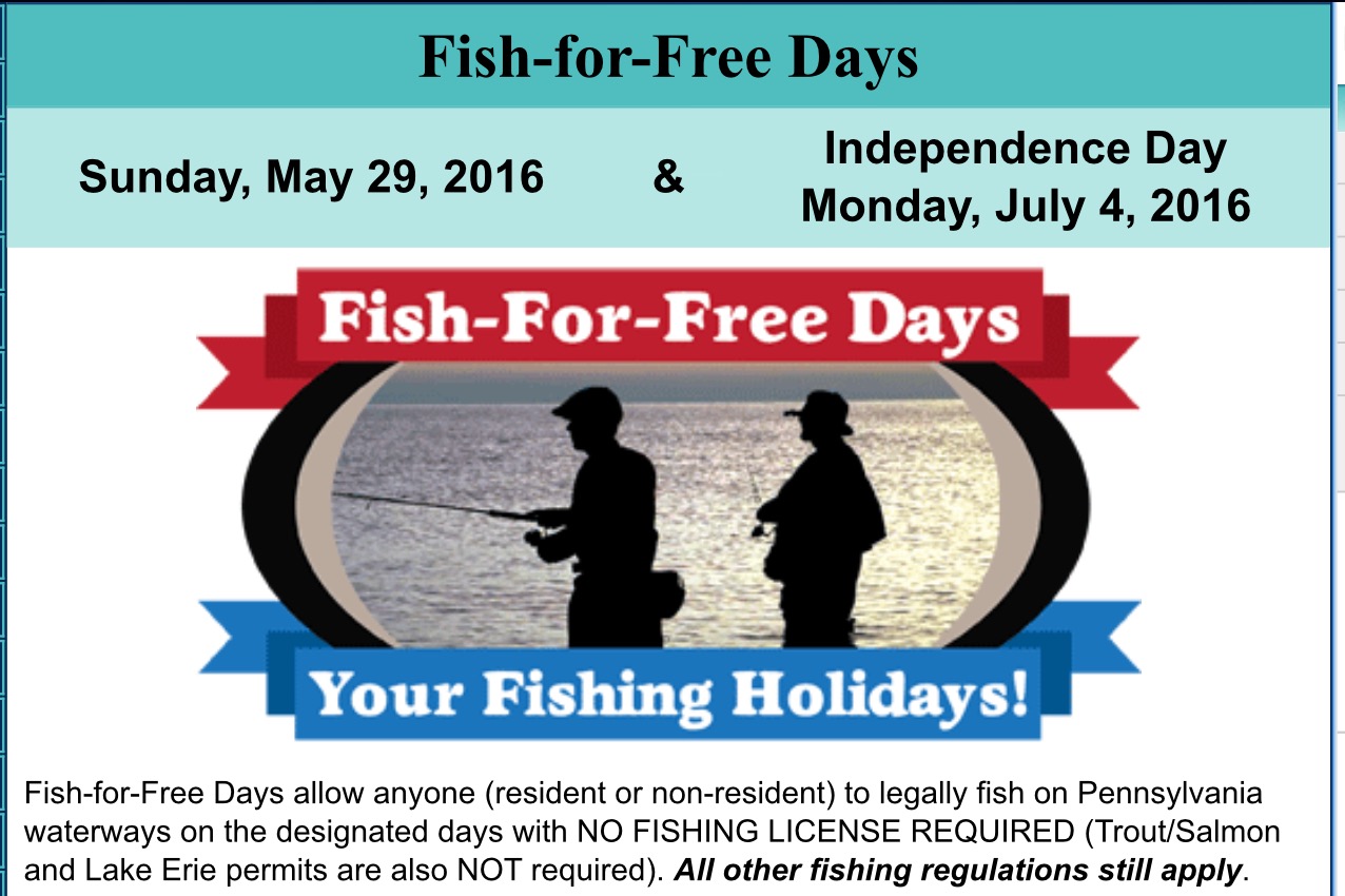 Fish for Free Days May 29 and July 4 SHIP SAVES