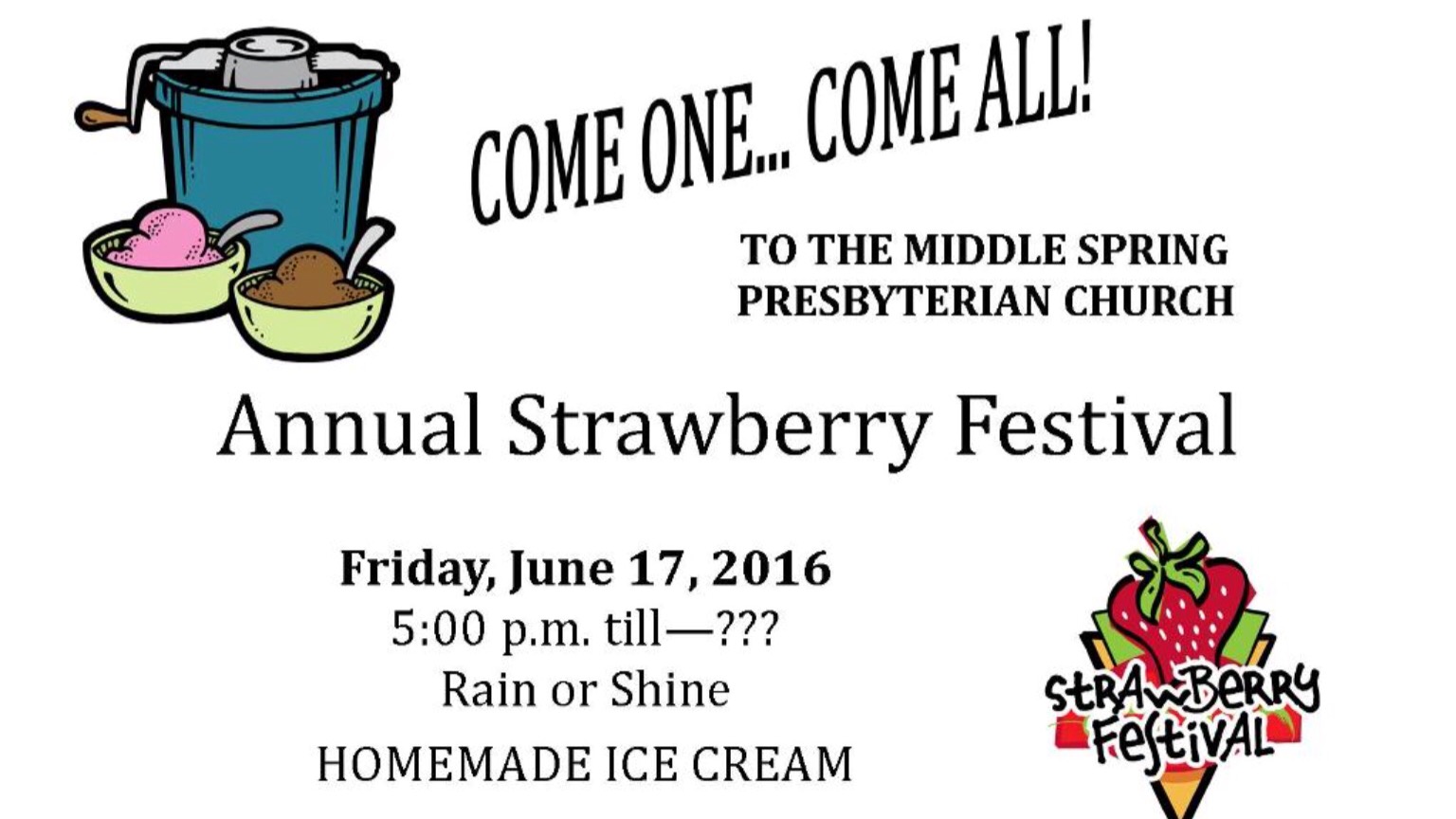 Middle Spring Presbyterian Church’s Annual Strawberry Festival June