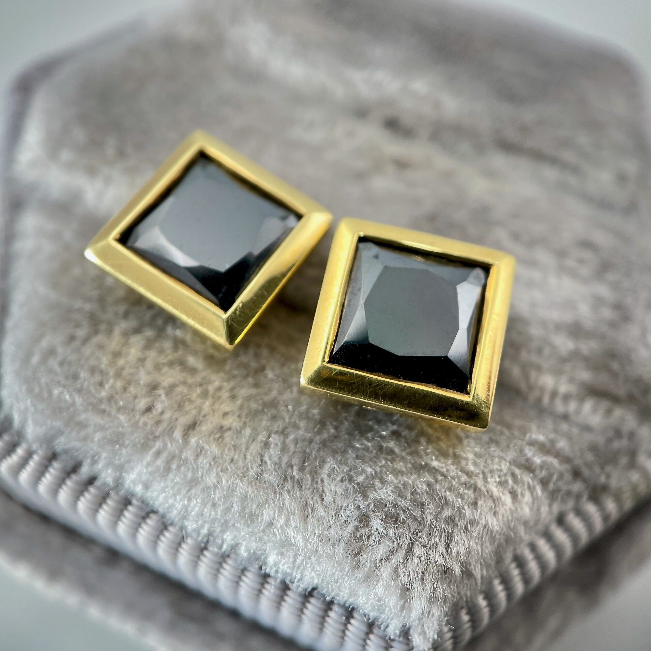 Square Black Diamond Stud EarringsSOLD Sholdt Jewelry Design