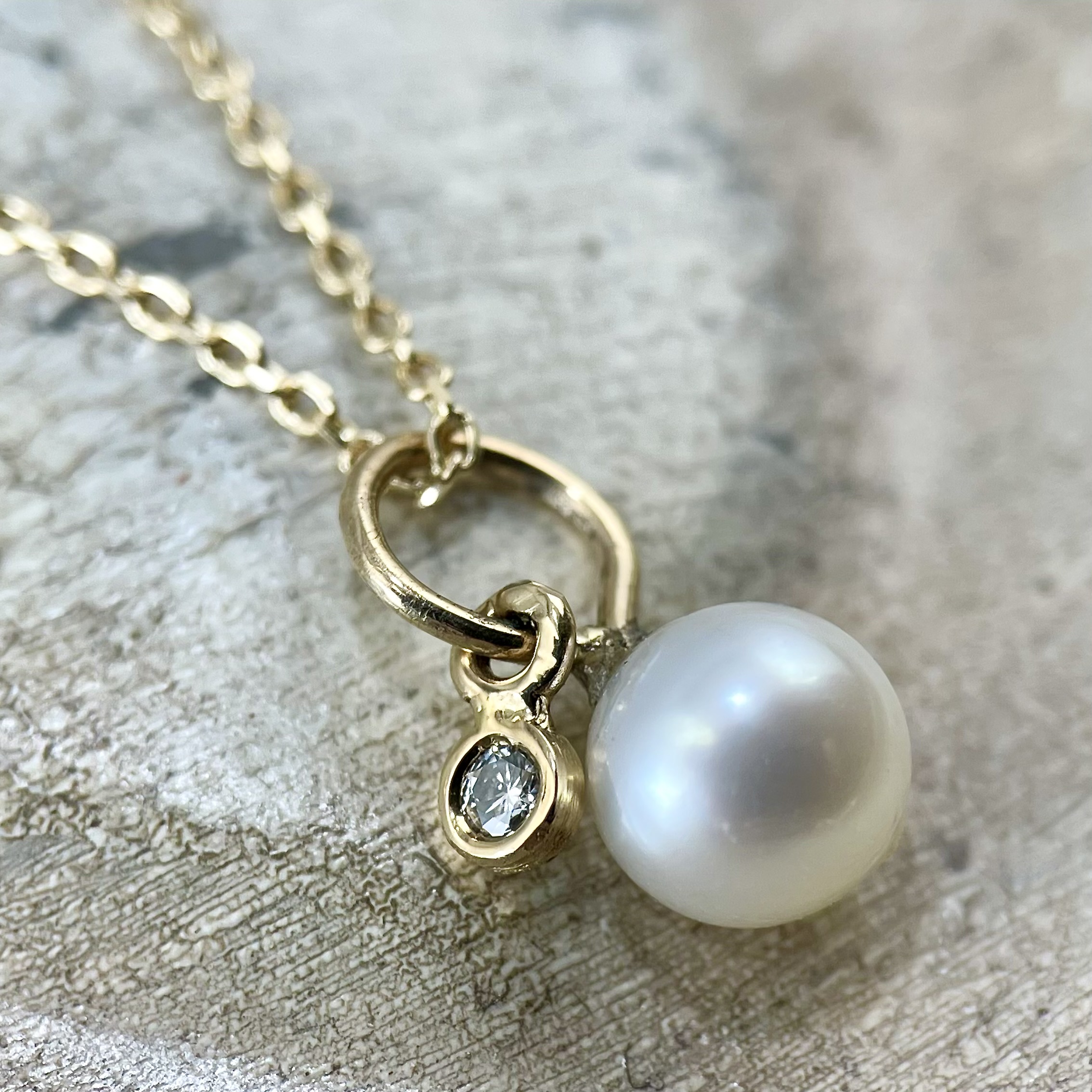 Pearl Necklace with Diamond Charm SOLD Sholdt Jewelry Design