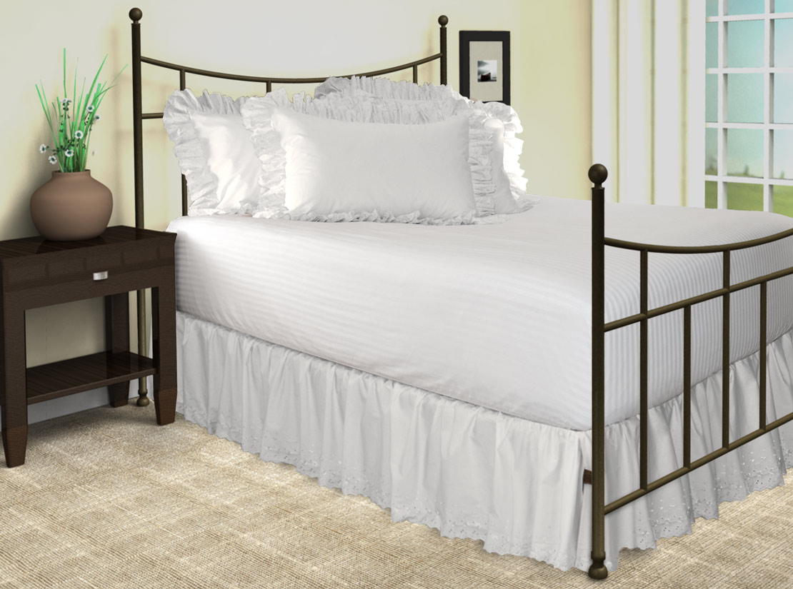 Eyelet Ruffled Bed Skirt With Split Corners Eyelet Ruffled Bed Skirt with Split Corners eBay