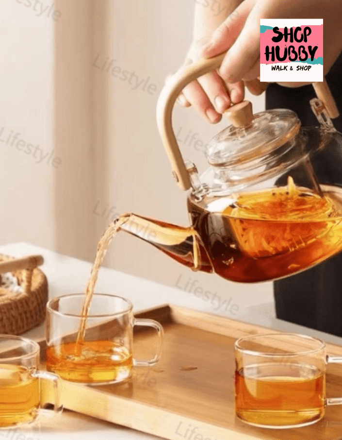 Glass Tea Pot Set 1000ml Shop Hubby