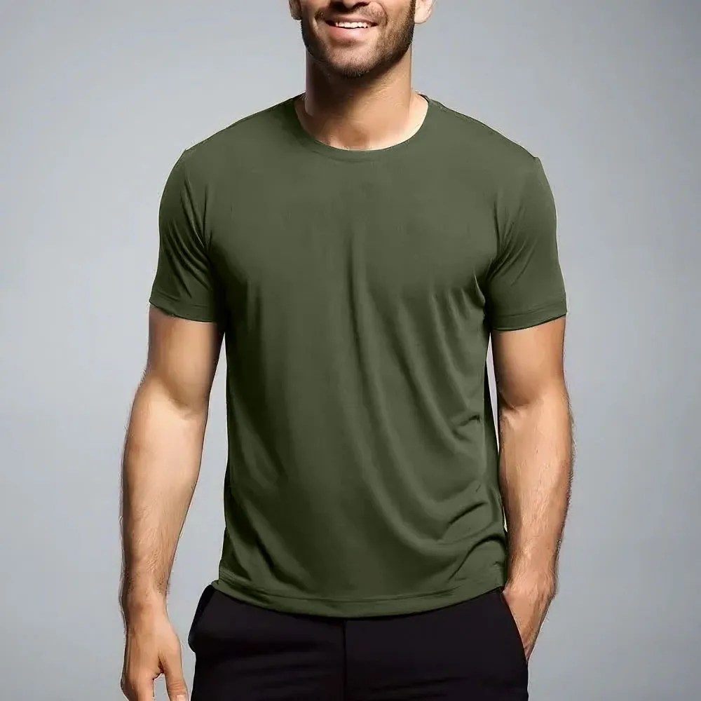 Tshirt Coton Uni Couleur Vert Militaire Shopingo.tn