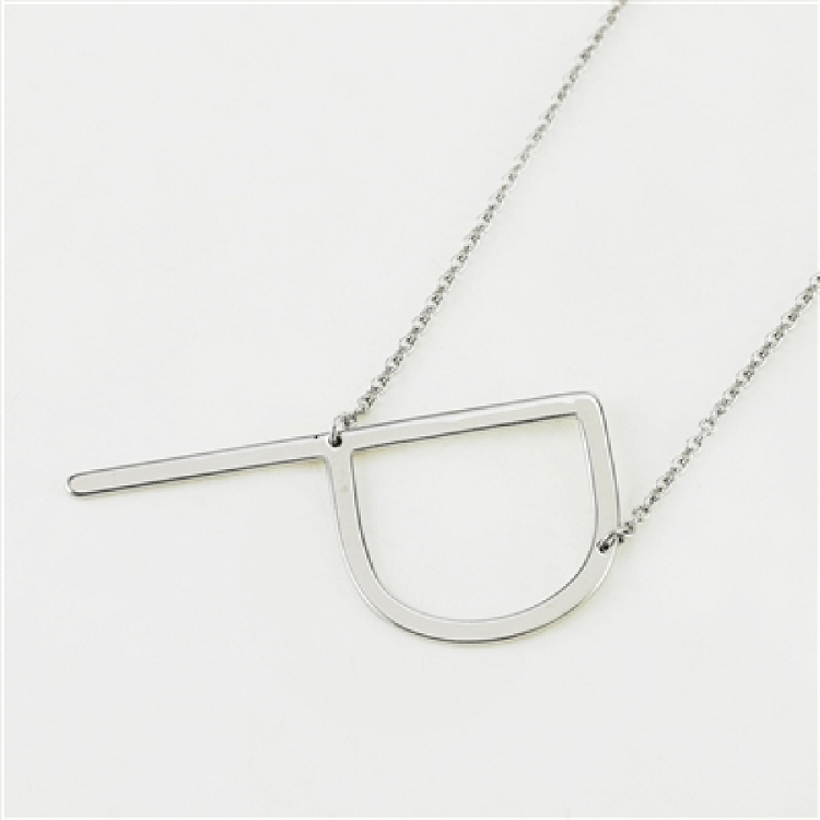 Silver Large Sideways Initial Necklace P