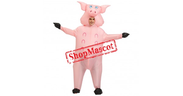 Inflatable Pink Pig Costume Blow Up Pig Costumes Halloween Funny Suit