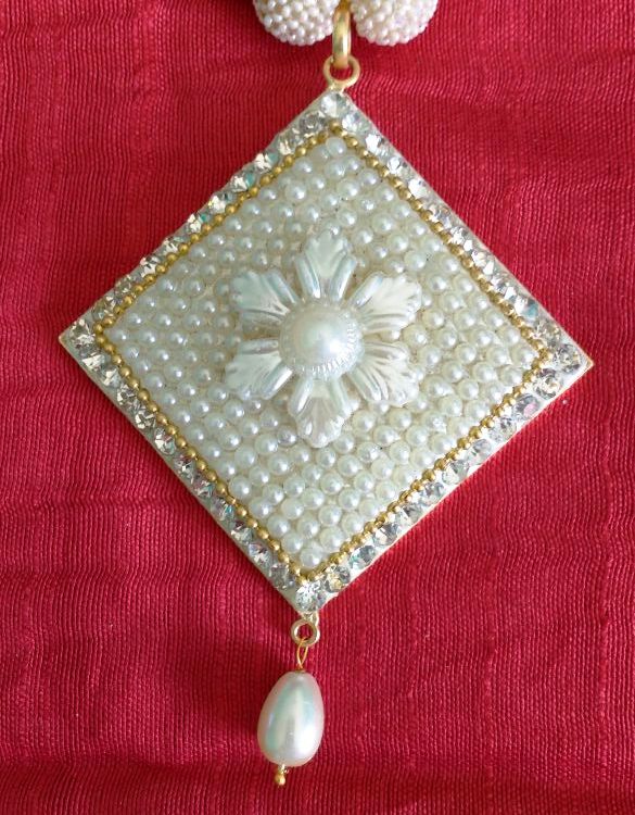 Buy Rajasthani Jewellery White Pearl Necklace With Flower Design