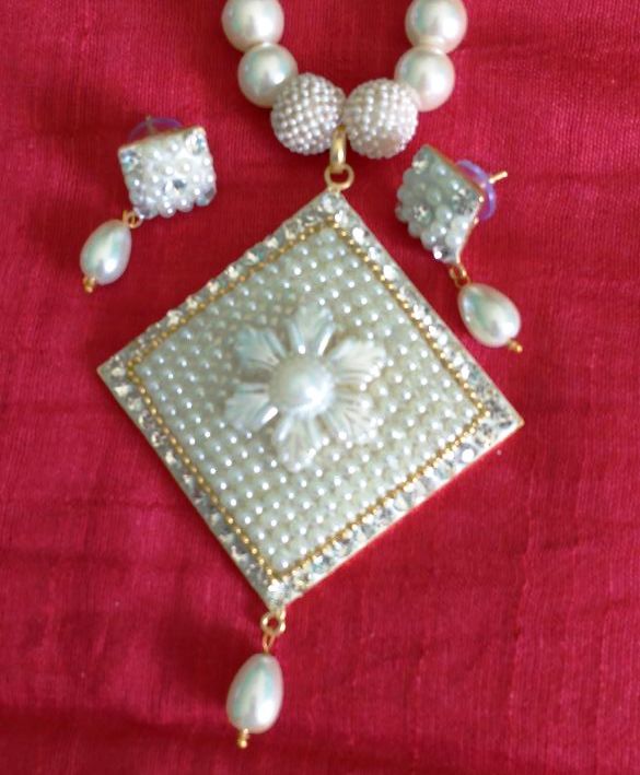 Buy Rajasthani Jewellery White Pearl Necklace With Flower Design
