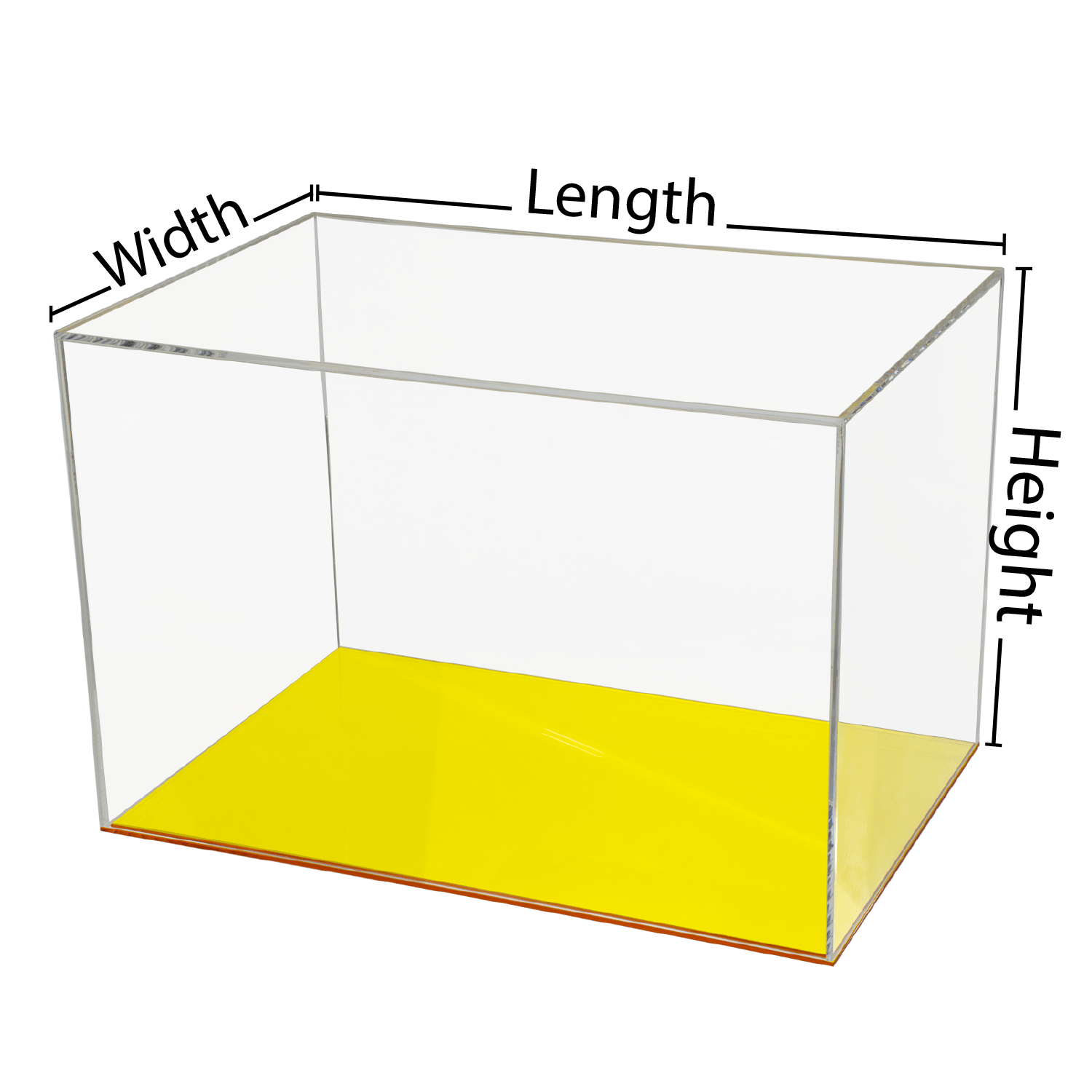 Custom Size Acrylic Display Box with Transparent Yellow Base Buy