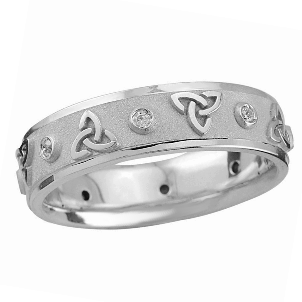 Endless Trinity Design Wedding Ring, Sterling Silver Irish Jewelry