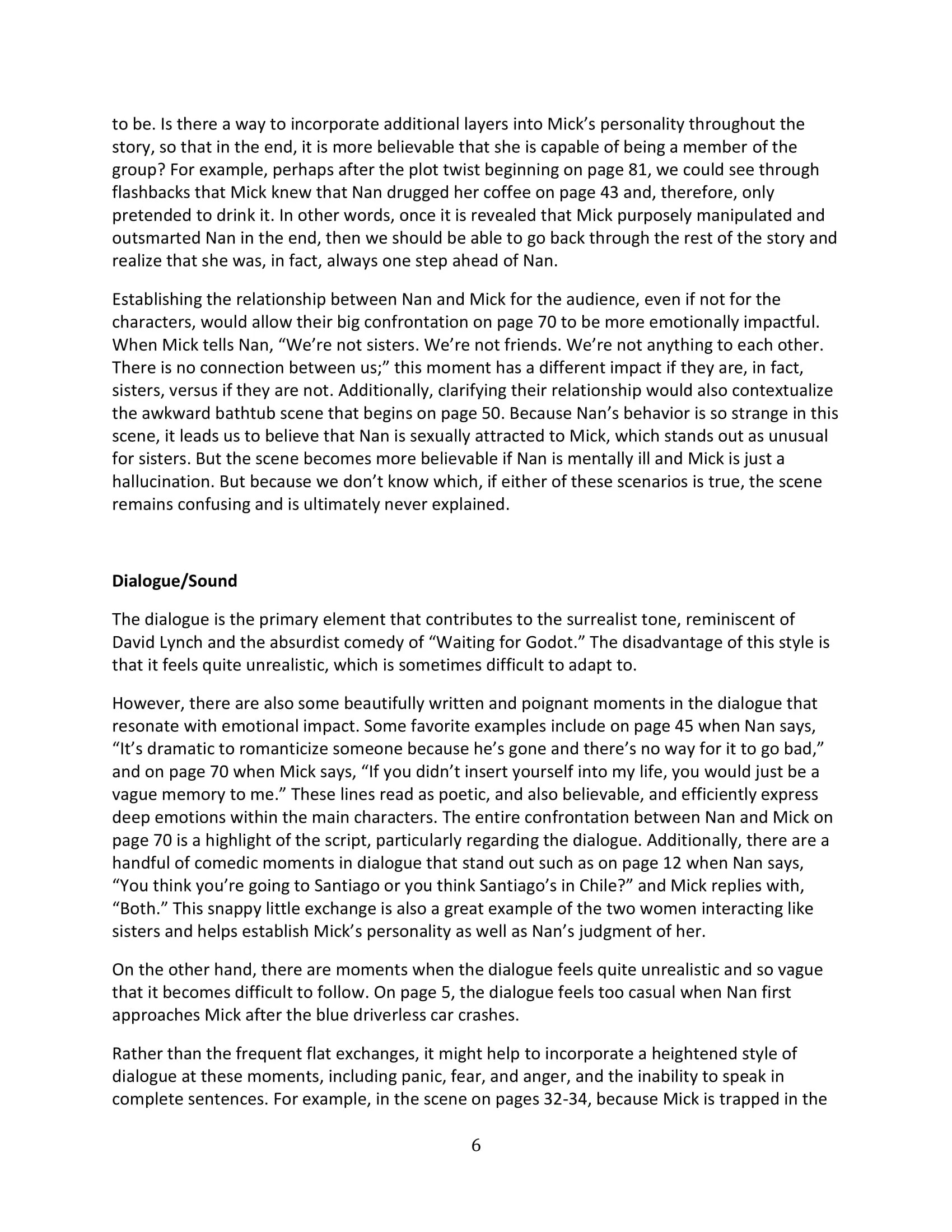 10 Page Screenplay Coverage Example