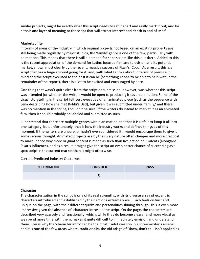 6 Page Screenplay Coverage Example