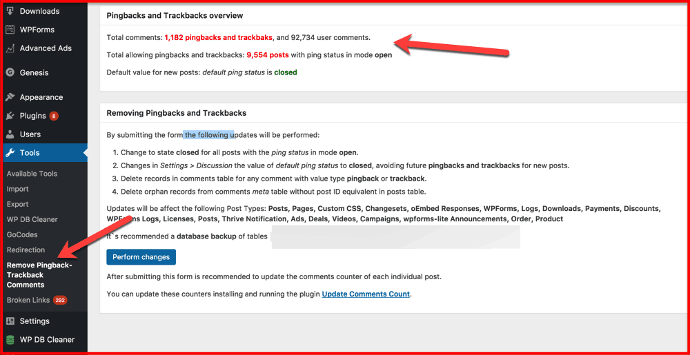 Delete All Trackbacks on Wordpress Blog & Disable Self Pings
