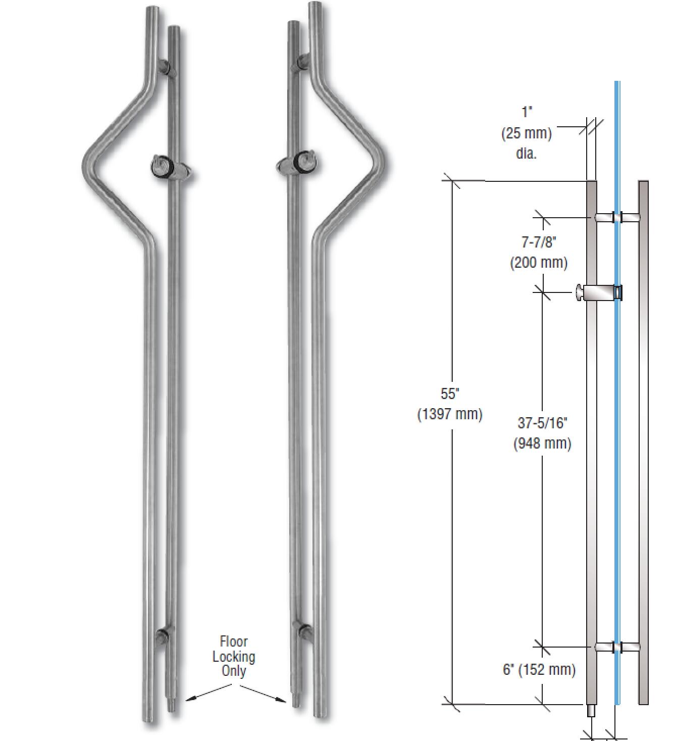 Bavoi 55″ Triangular locking ladder pulls china factory Glass