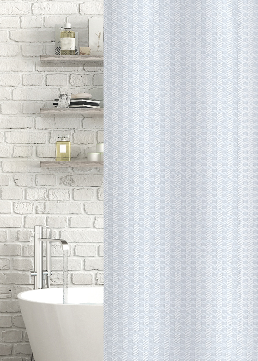 Geo Jacquard Polyester Shower Curtain White Showerdrape