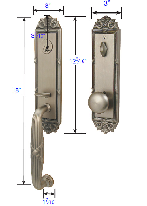 Emtek Ribbon & Reed Tubular LeftHand Lever Entrance Set