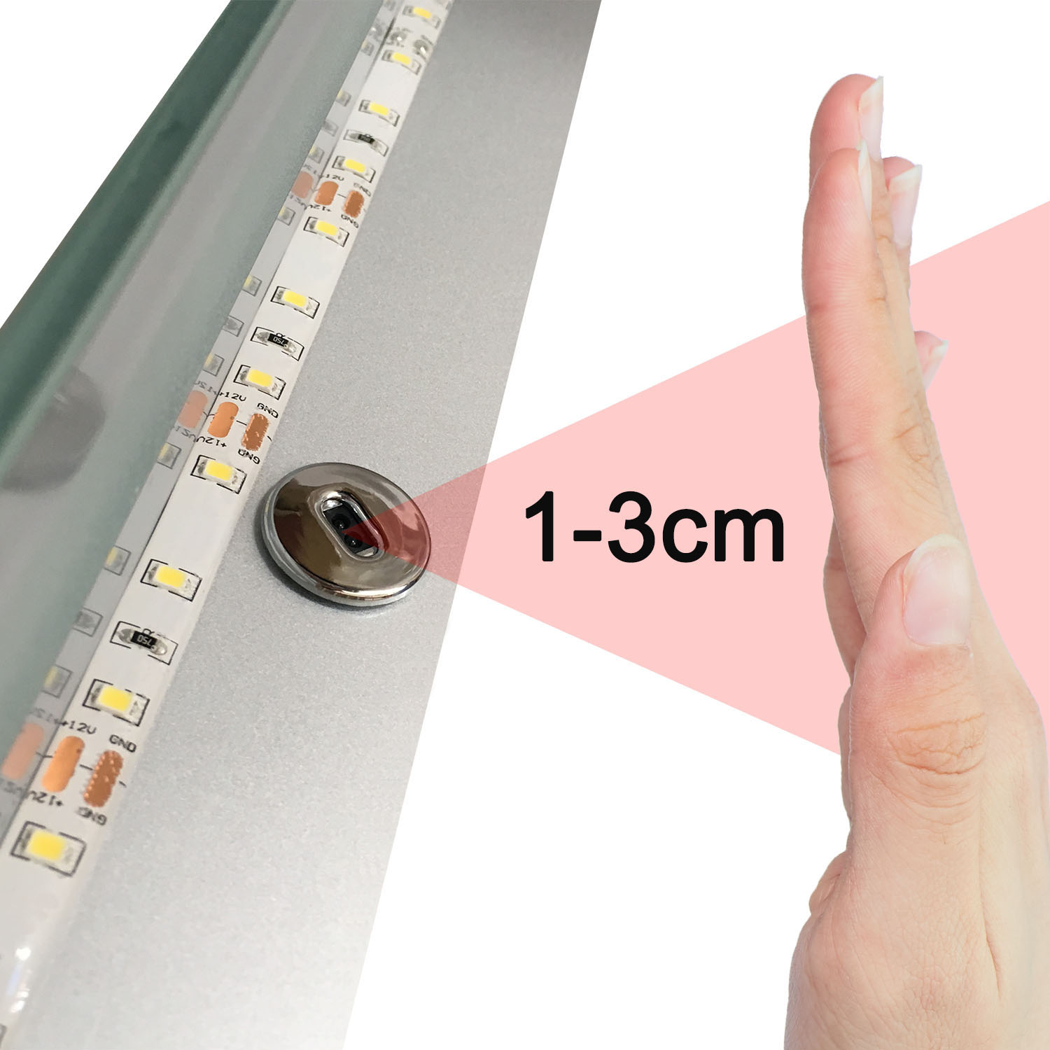 LED Illuminated Bathroom Mirror Touch Sensor Demister Pad Portrait or