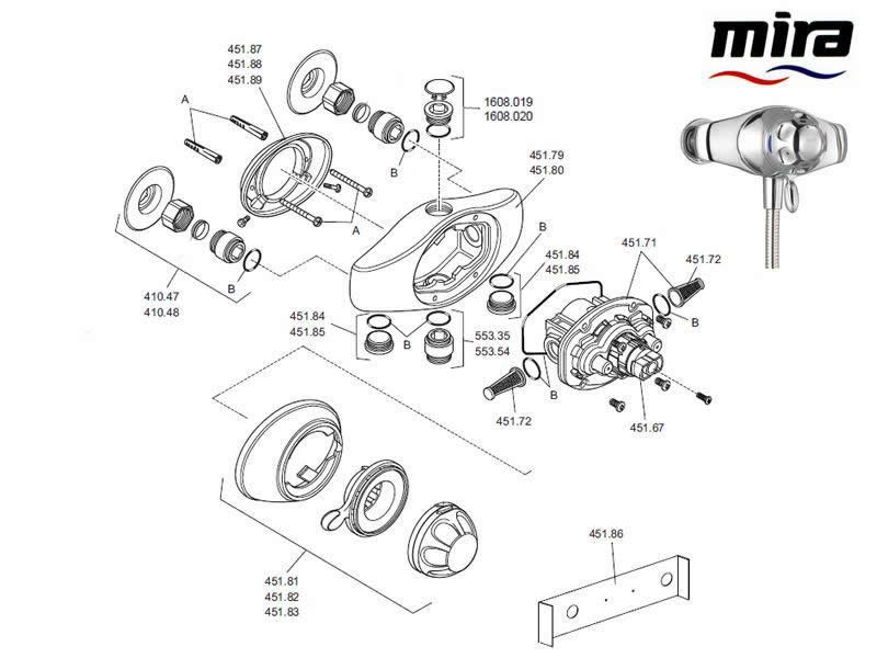 Shower spares for Mira Excel (20032005) Mira Excel National Shower Spares