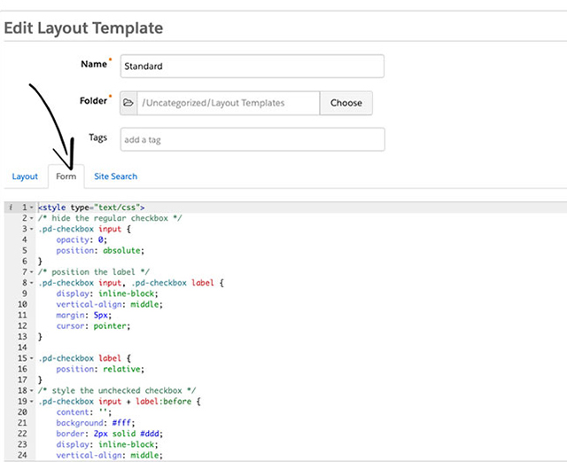Formularios Pardot Personalizar casillas de verificación y botones de