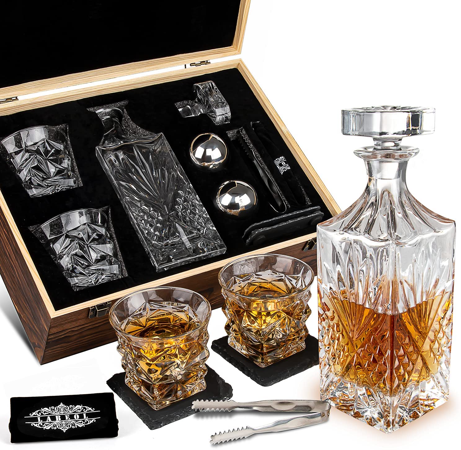 China Whiskey Decanter Whisky Glasses in Gifts Box with 2 Reusable
