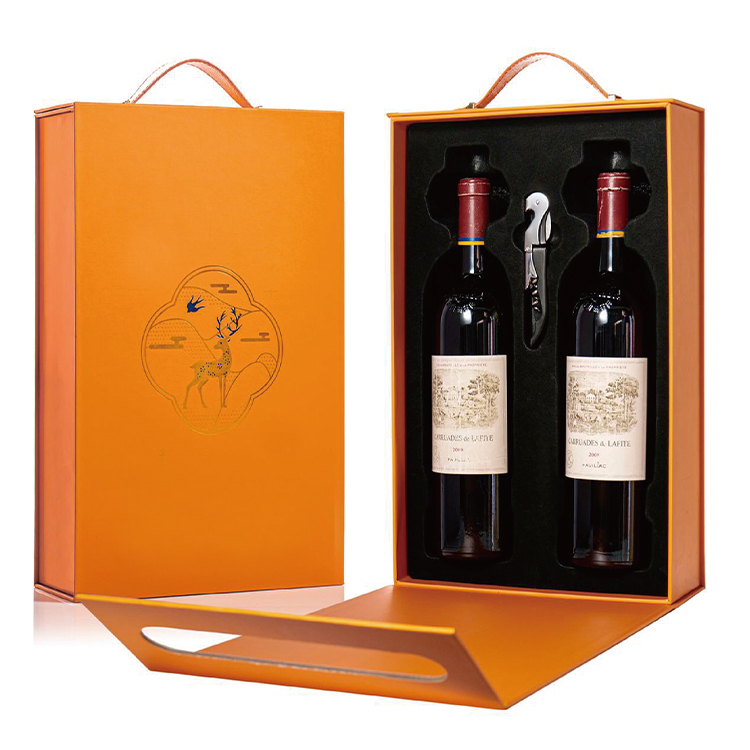 China Sublimation Luxury Paperboard Red Wine Gift Box Copper Paper Wine