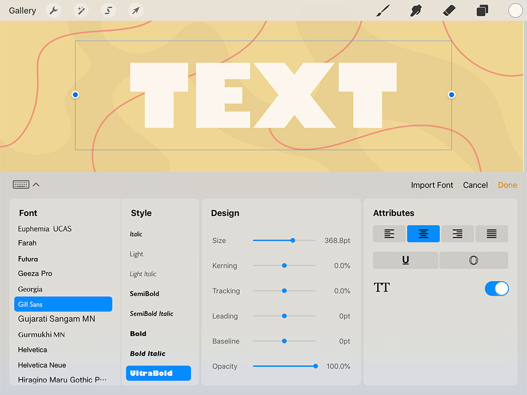 App Update How to Use Text in Procreate