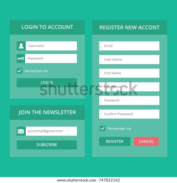Log Register Forms  Vector Site Stock Vector (Royalty Free) 747822142 Shutterstock