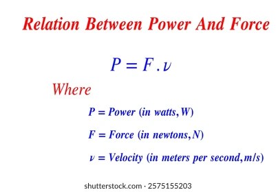 Power Work Time Related Equation Physics Stock Vector (Royalty Free