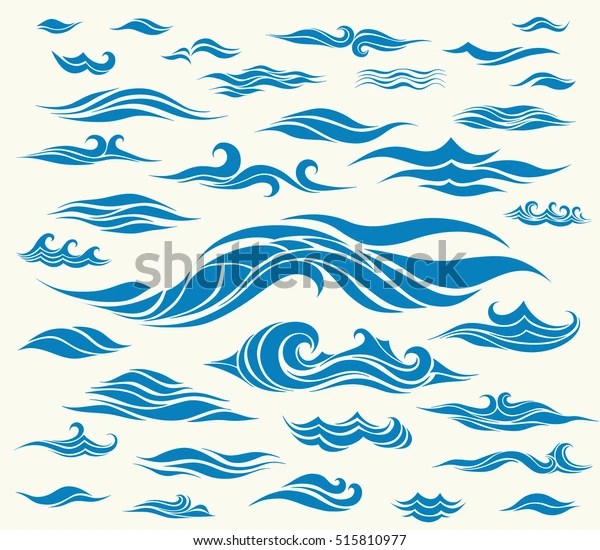 Vector Waves Set Elements Design Blue Stock Vector (Royalty Free
