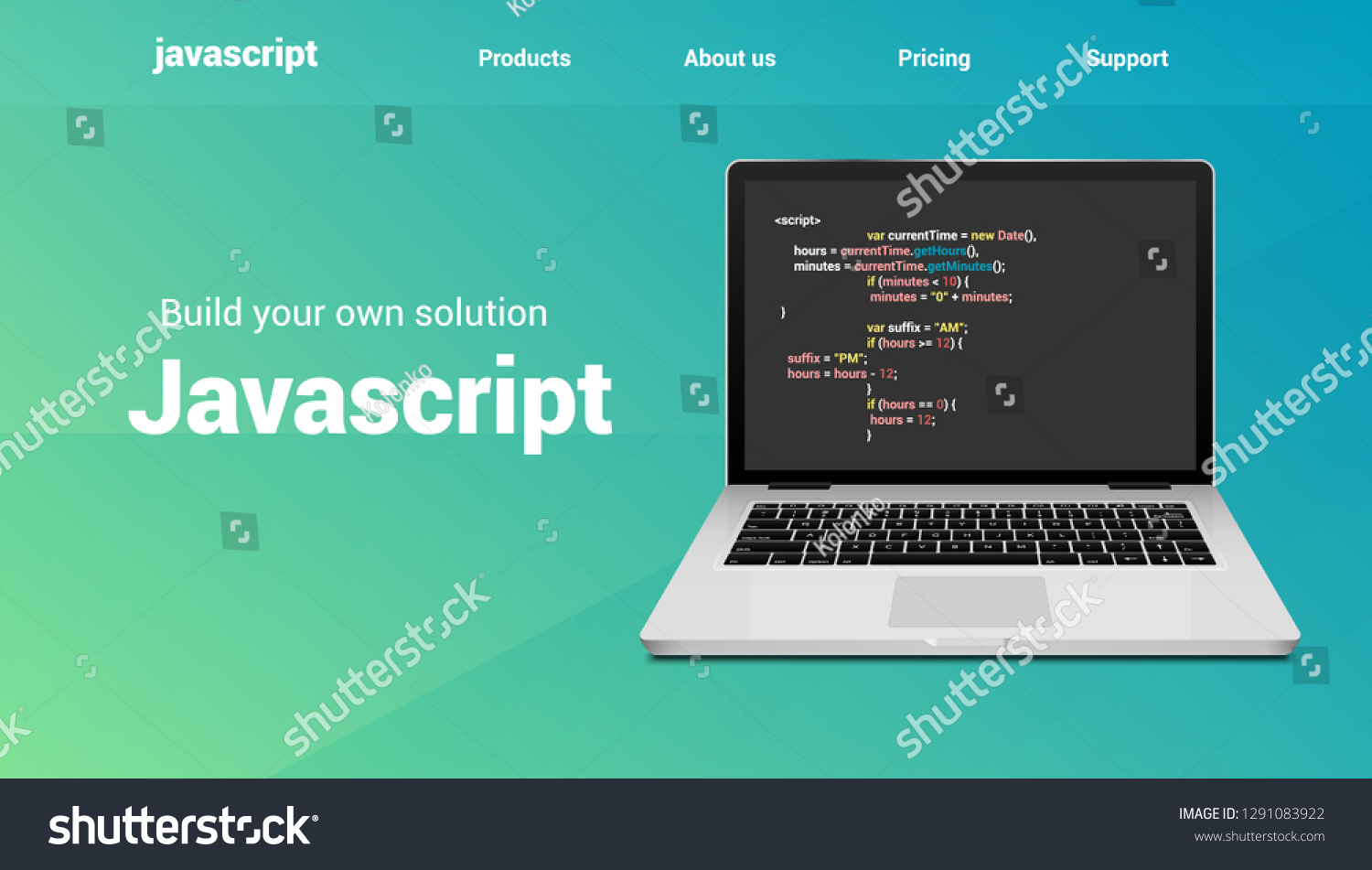 Javascript Programming Code Technology Banner Javascript Stock Vector