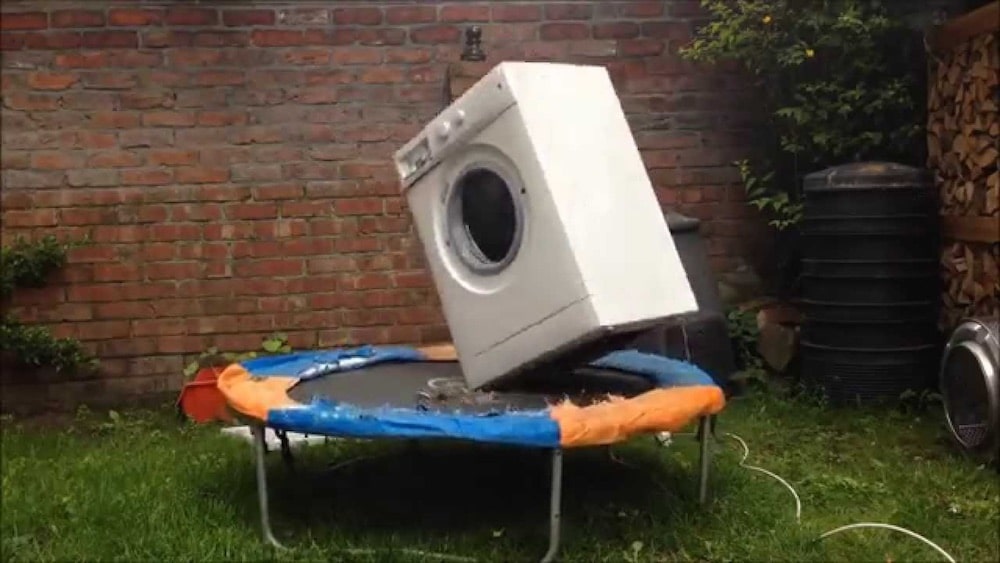 Here's A Video Of A Brick Inside A Washing Machine Bouncing On A Trampoline