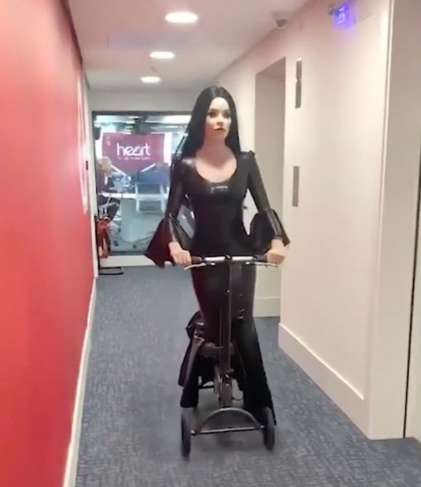 Amanda Holden Dressed As Morticia Addams In Skintight PVC For Halloween