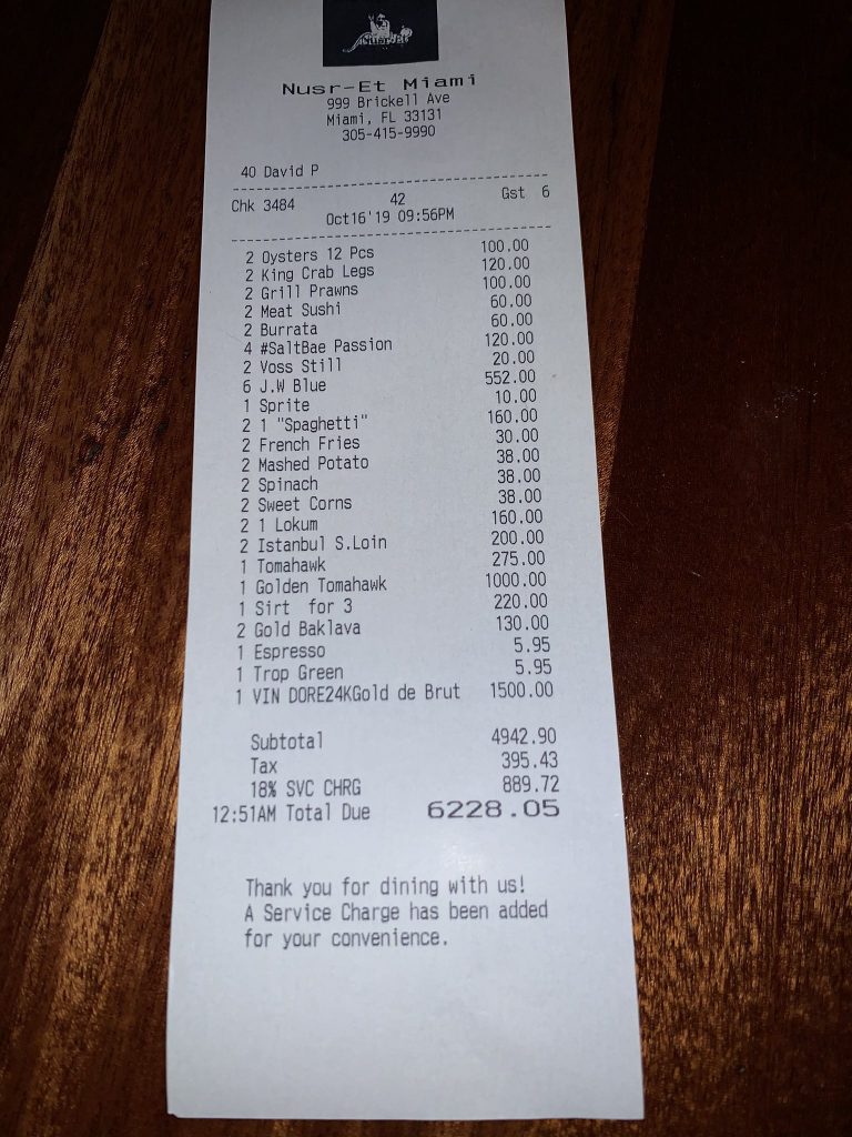 Les Défis De Visiter Le Restaurant Salt Bae Dubaï Carte People Are Shocked To Discover How Expensive The Food Is At Salt Bae's
