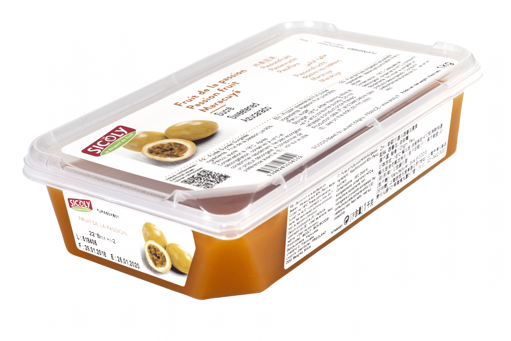 Frozen passion fruit puree for desserts and cocktails Sicoly