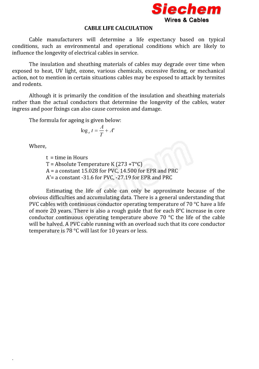Cable Life Calculation Siechem