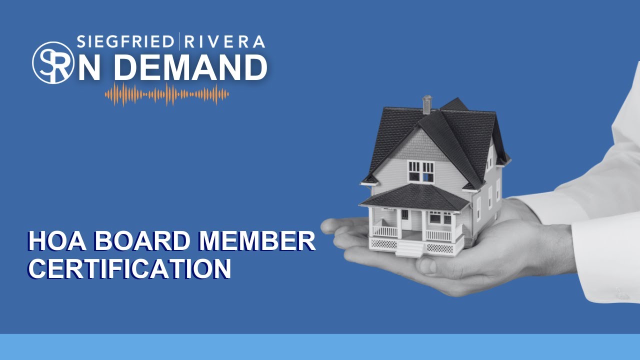 Board Member CertificationHOAs Siegfried Rivera