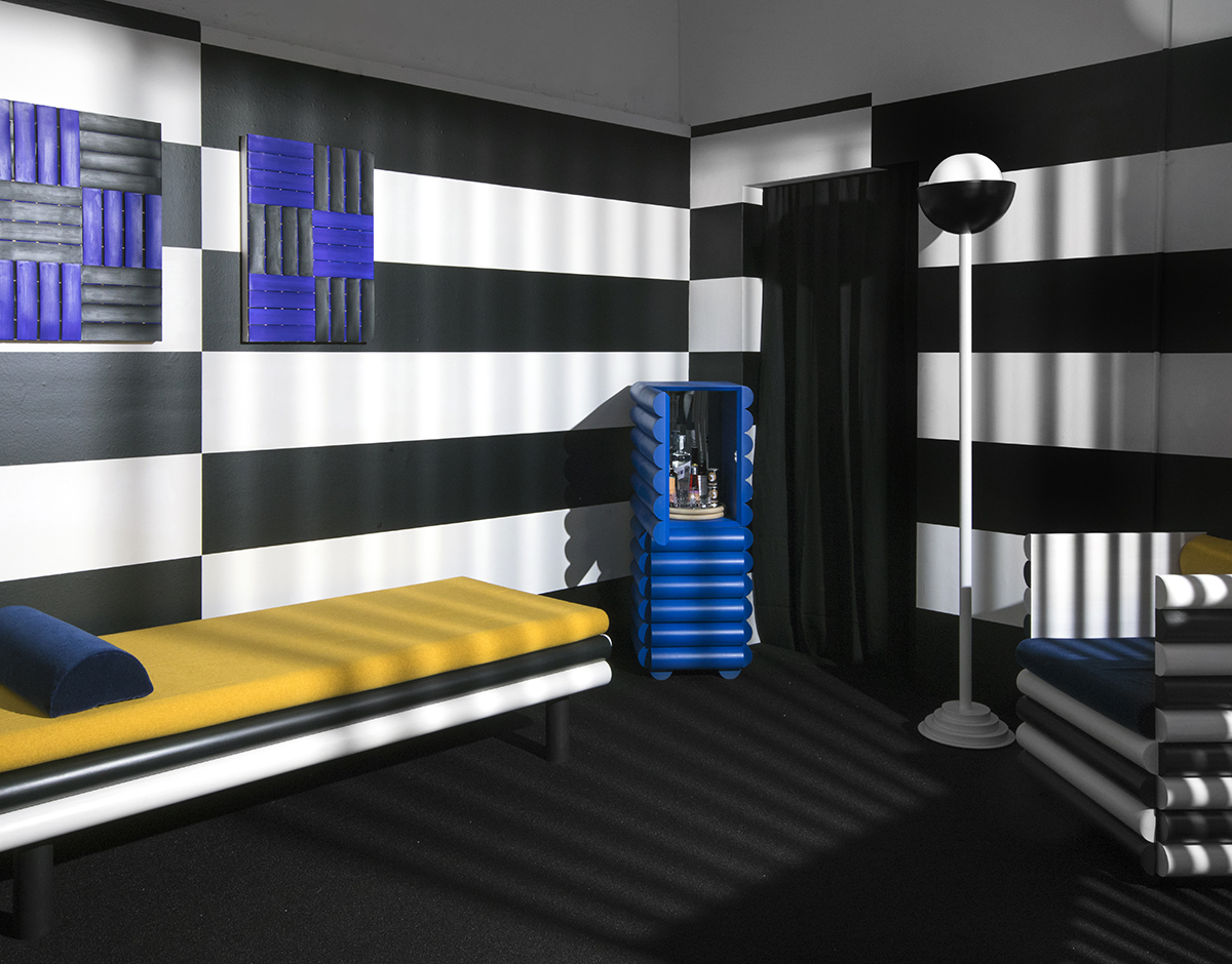 A Conceptual Hotel Suite Inspired by OpArt and '80s Design Sight Unseen