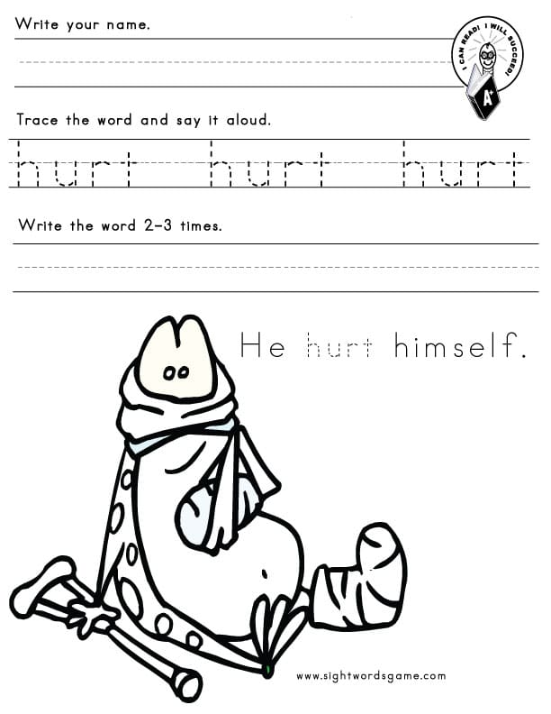 URT Word Family Sight Words, Reading, Writing, Spelling & Worksheets