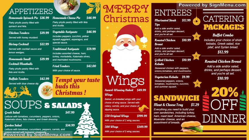 Signmenu How to make Merry Christmas restaurant menu at home