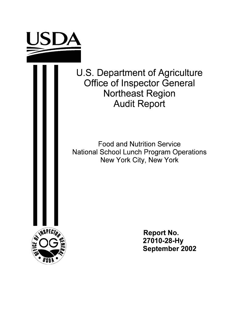 U S Department of Agriculture Office of Inspector General Northeast