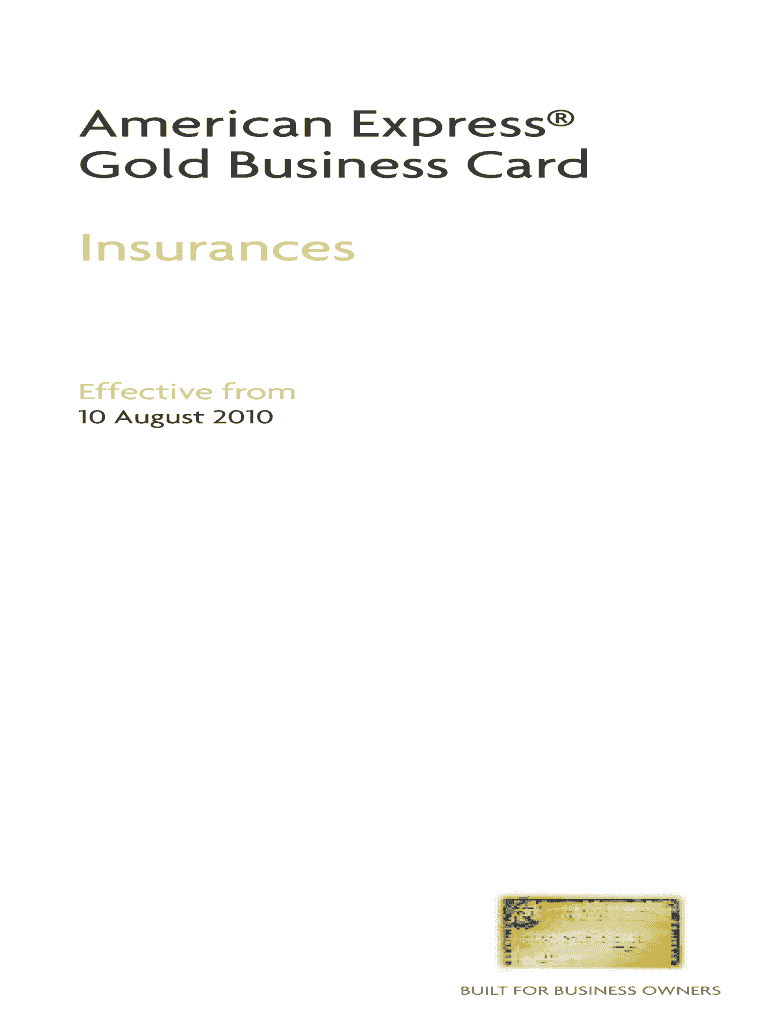 American Express Gold Business Card Worldwide Travel Insurances Form