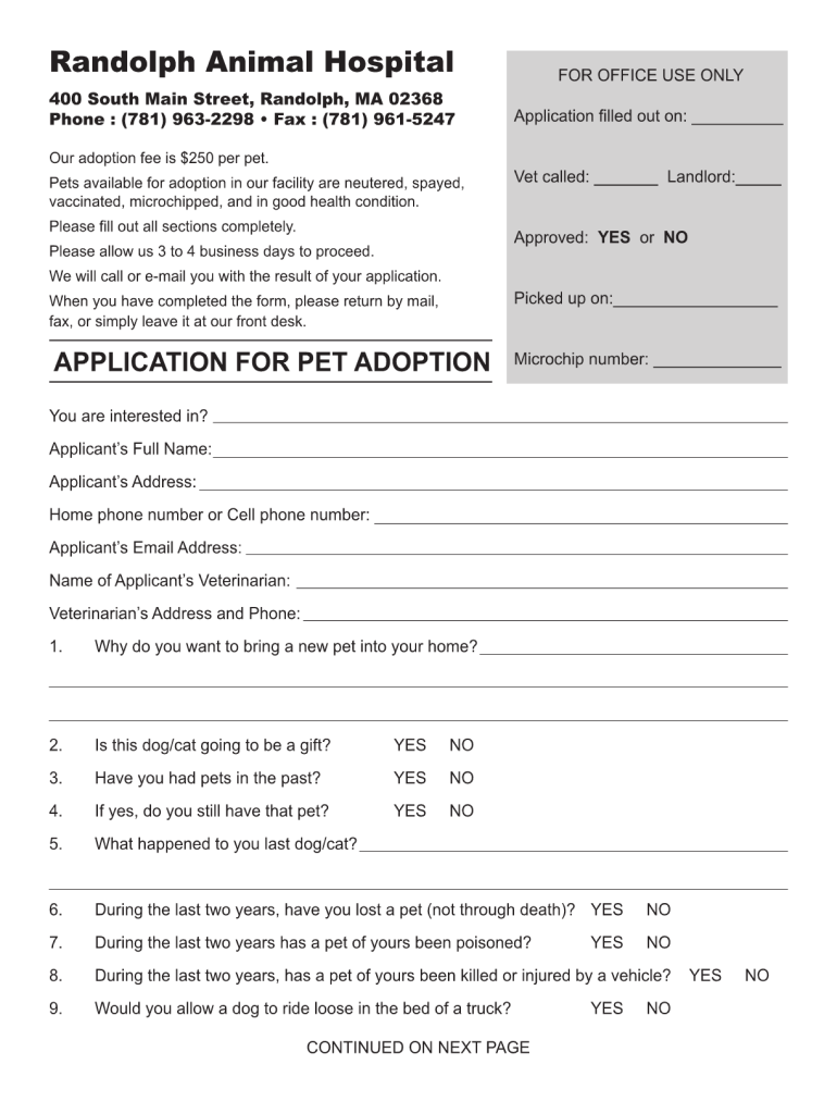 Dog Adoption Application Form Fill Out and Sign Printable PDF