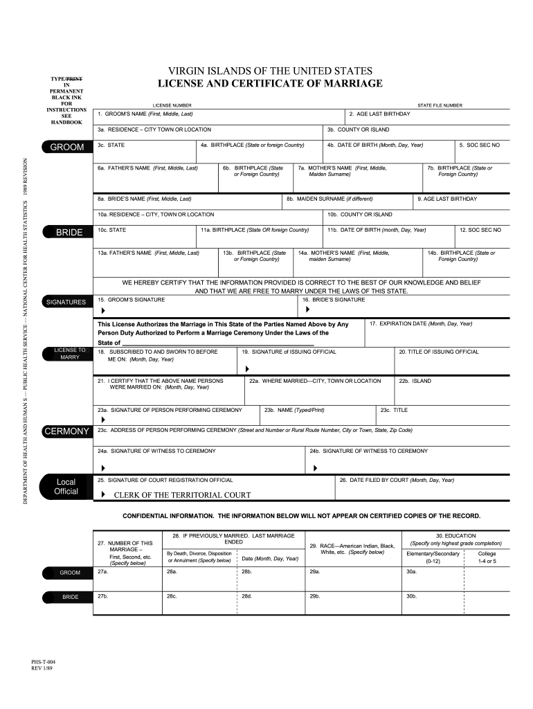 Vi Marriage License 19892024 Form Fill Out and Sign Printable PDF
