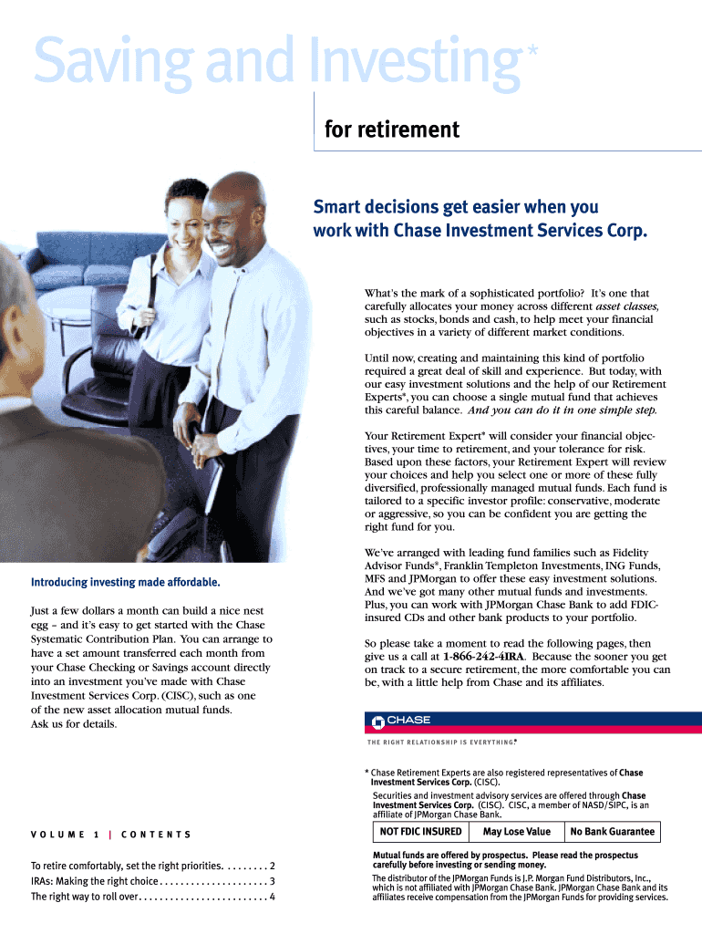 Saving and Investing* Chase Form Fill Out and Sign Printable PDF