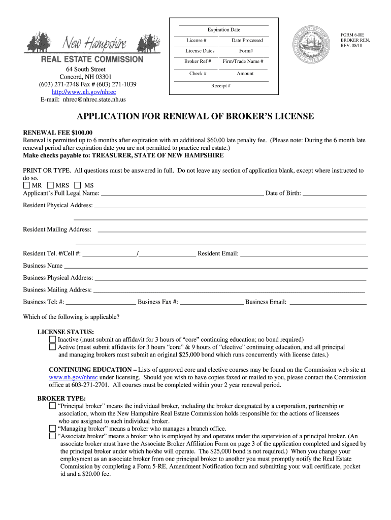 ASSOCIATE BROKER AFFILIATION FORM NH Gov Nh Fill Out and Sign