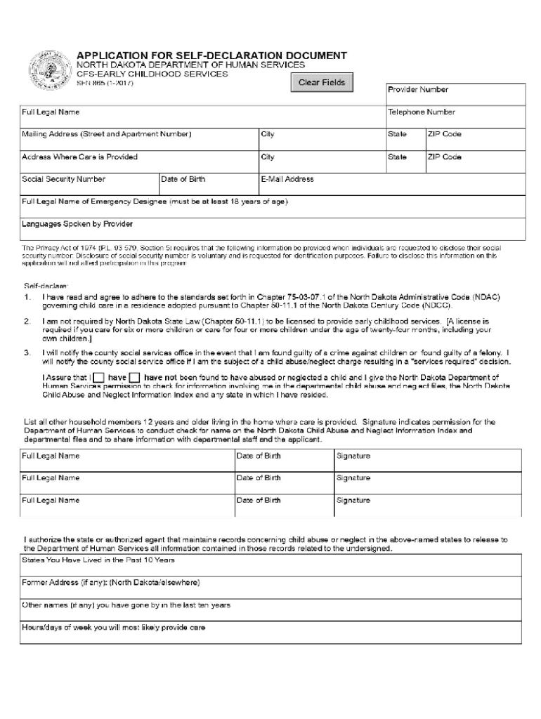 ND DEPARTMENT of HUMAN SERVICES CFS EARLY CHILDHOOD SERVICES Nd Form